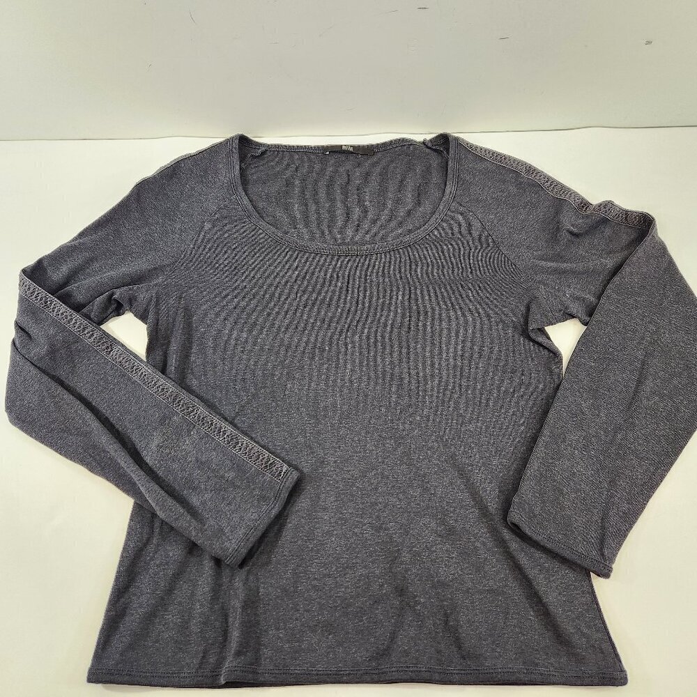 Hugo Boss Scoop Neck Bodycon Shirt Charcoal Gray Size Large Y2K
